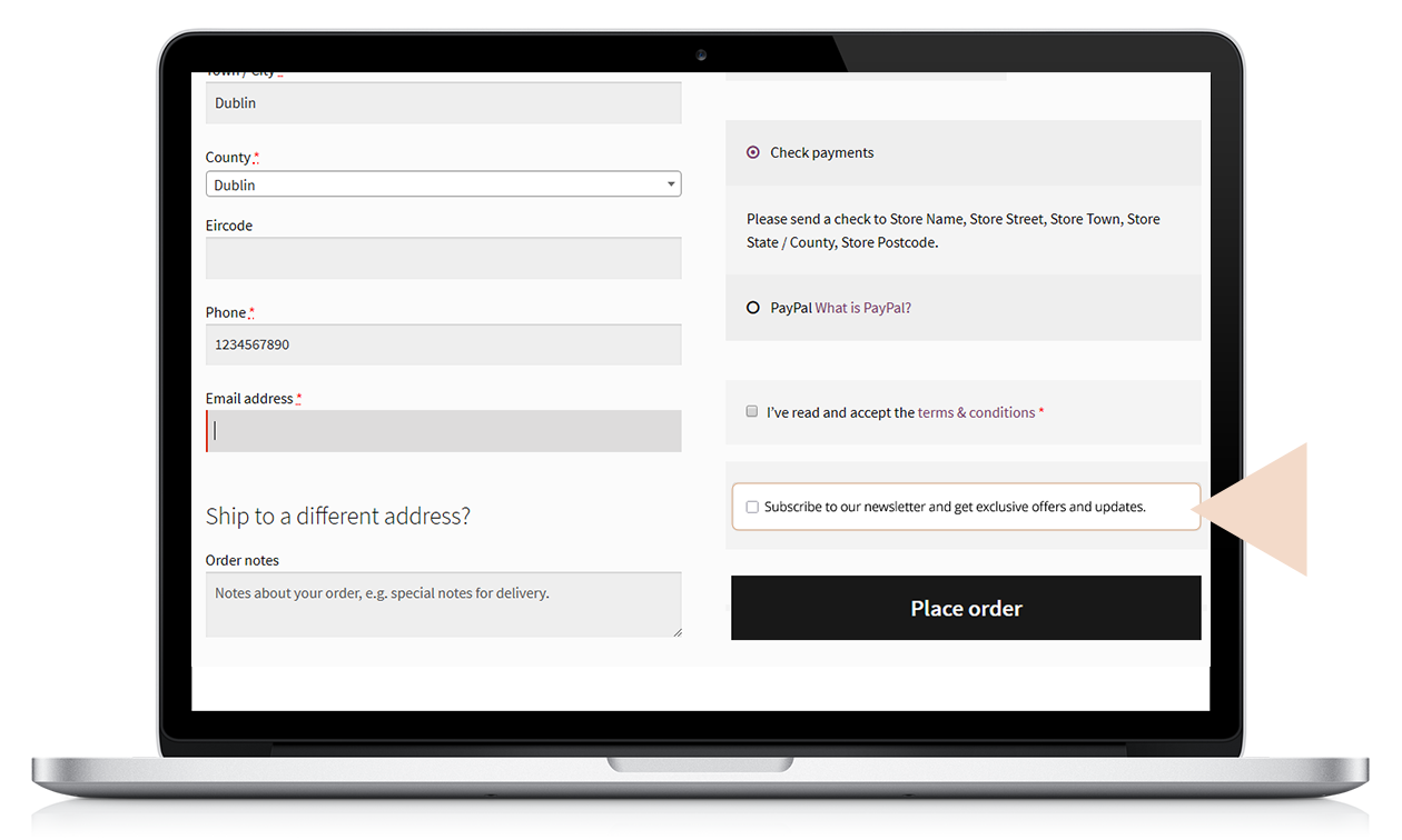 WooCommerce checkout page subscribe option to Flodesk audience